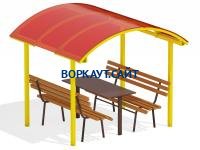 Стол и лавки под навесом МАФ 4005 в Екатеринбурге