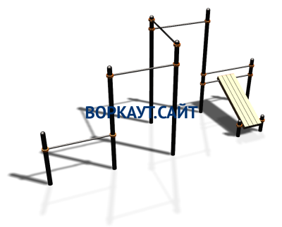 Воркаут комплекс разноуровневых турников со скамьей для пресса ВС-37 в Екатеринбурге