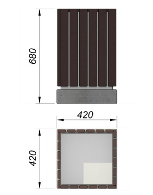Урна деревянная квадратная с бетонным основанием МАФ 1633 в Екатеринбурге