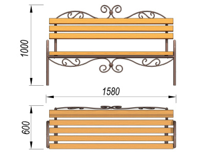 Лавочка кованная МАФ 1606 в Екатеринбурге