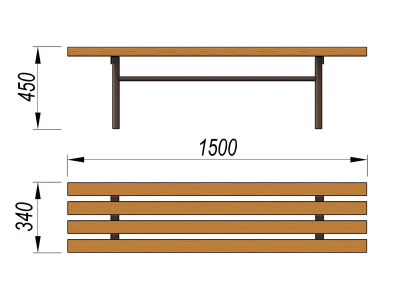 Лавочка без спинки МАФ 1601 в Екатеринбурге