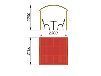 Стол и лавки под навесом МАФ 4005 в Екатеринбурге