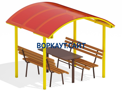Стол и лавки под навесом МАФ 4005 в Екатеринбурге